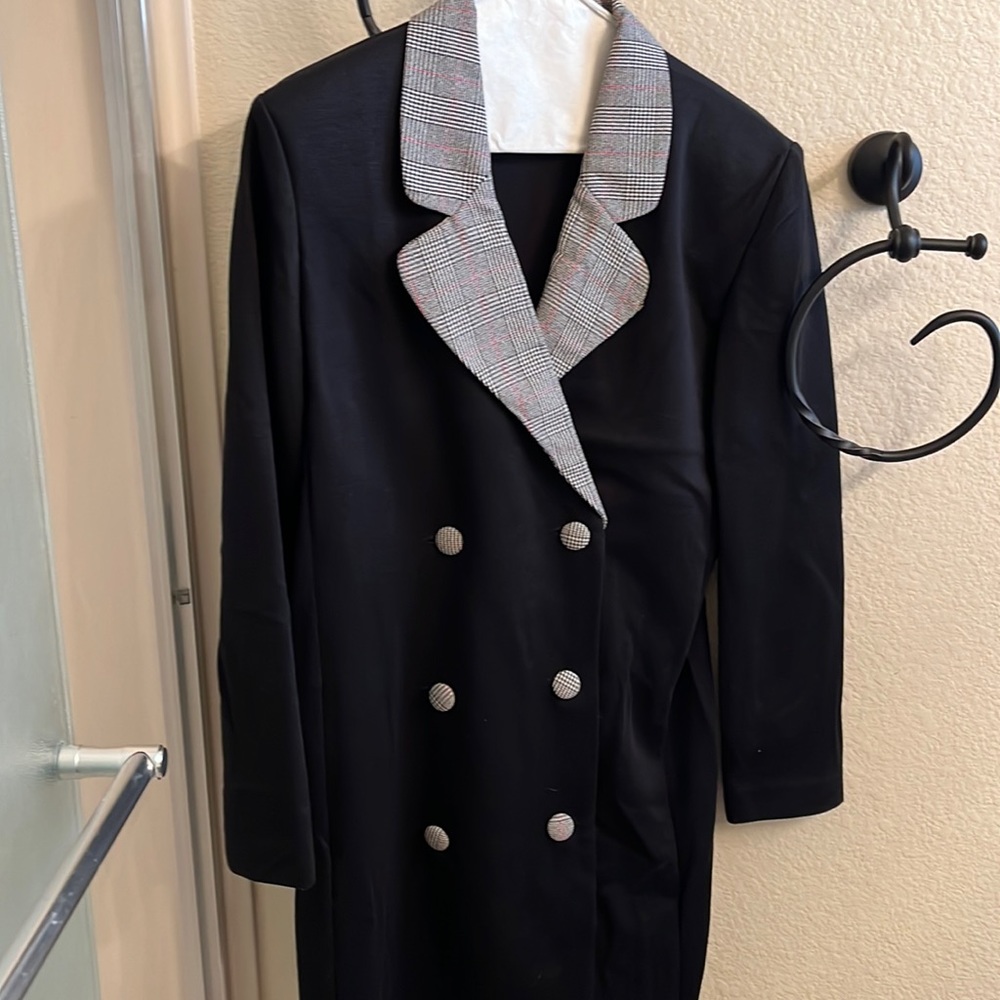 Black double breasted coat dress